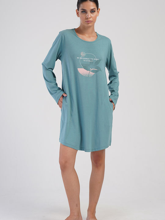 Vienetta Secret Winter Women's Nightdress Petrol Blue