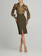 Pencil High-waisted Midi Skirt Khaki