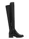 Synthetic Leather Over the Knee Women's Boots with Zipper Black
