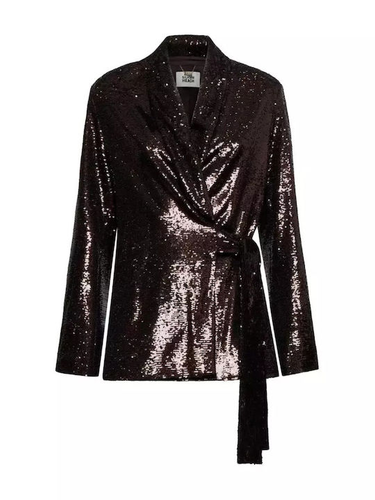 Silvian Heach Women's Blazer Brown with Sequins