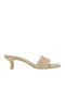 Mules with Low Heel in Beige Color