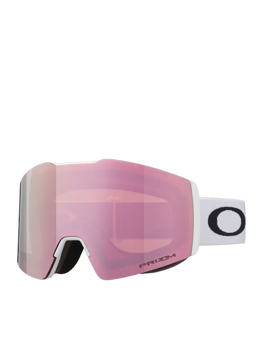 Oakley Snow Mască de Schi și Snowboard pentru Adulți Albă cu Lentilă cu Oglinzi Roz