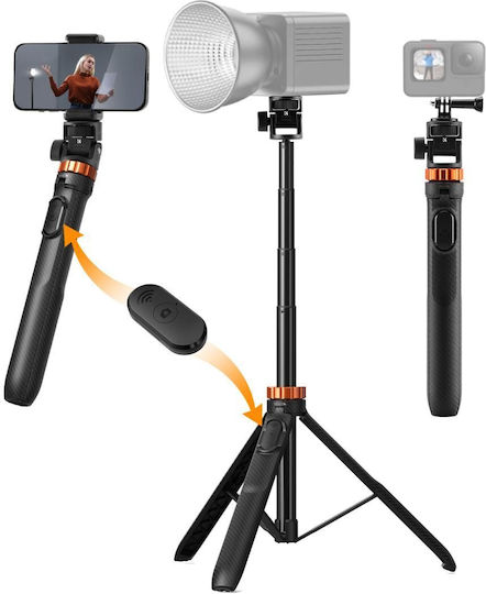 K&F Concept Selfie Stick Cell Phone Tripod with Lighting Black