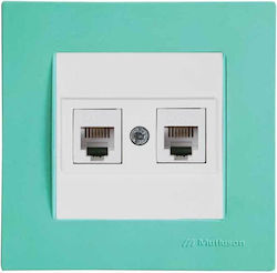 Rita Πράσινο Πλαίσιο-λευκό Πλακίδιο Πρίζα Data Rj45 C6 Διπλή Rita Πράσινο Πλαίσιο-λευκό Πλακίδιο Πρίζα Data Rj45 C6 Διπλή