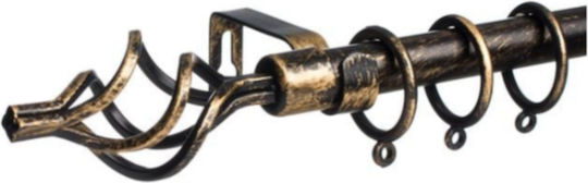 Extendable Metallic Curtain Pole Single 160-300cm Black Gold Brushed