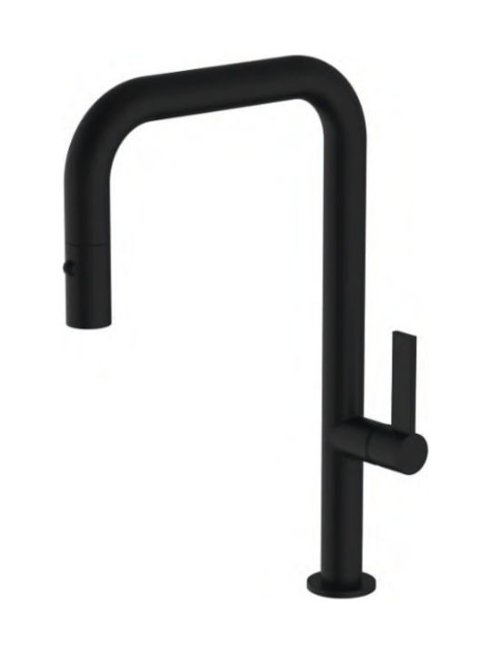 Ottone Meloda Kitchen Faucet Counter with Pull-Out Spray Black