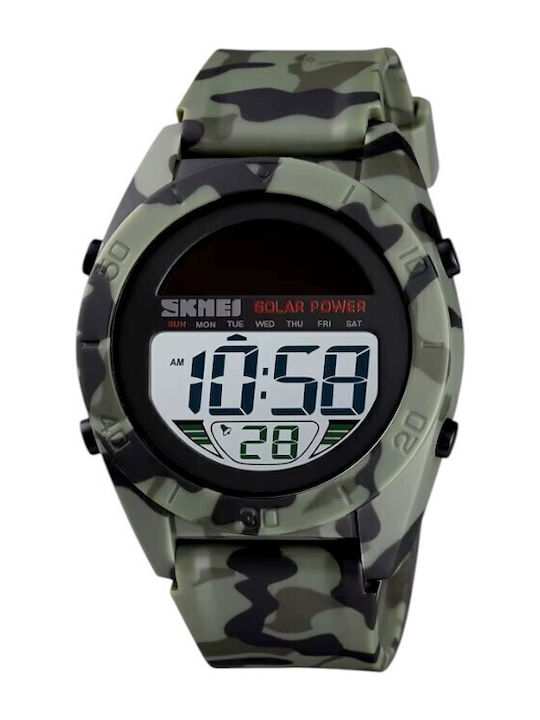Digital Men's Watch Battery with Green Rubber Strap