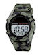 Digital Men's Watch Battery with Green Rubber Strap
