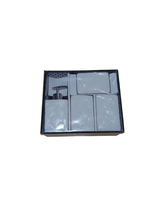 Badezimmer-Accessoire-Set Porzellan Weiß 4Stück