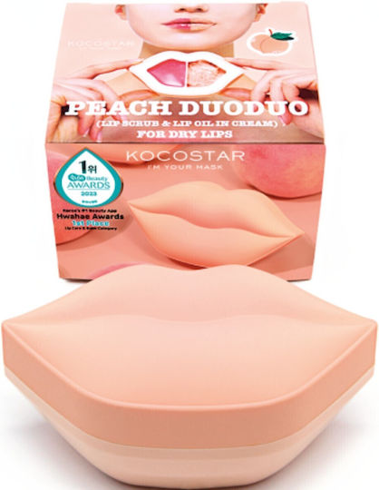 Kocostar Kocostar Peach Duo Duo Lip Scrub Lip Exfoliator & Lip Oil In Cream Lip Oil Cream Formulation 43gr