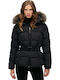 Ovin Fuji Women's Short Puffer Jacket for Winter with Hood Black