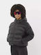 Women's Crop Puffer Jacket Waterproof and Windproof for Winter with Hood Black