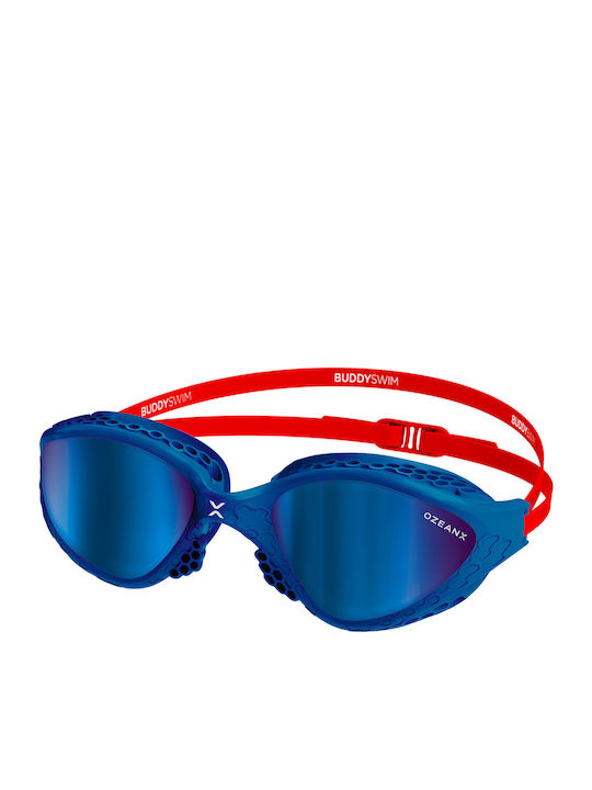 Buddyswim Swimming Goggles Adults with Anti-fog Lenses Red