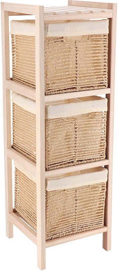 Eurocasa Furniture Floor Bathroom Shelf Wooden 25x25x77cm Beige
