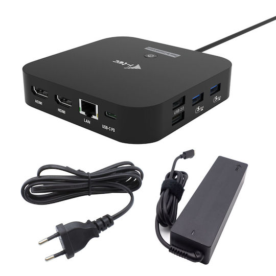 i-tec USB-C Docking Station with HDMI 4K PD Ethernet and Support for 2 Monitors Black (C31DUALHDMIDPD100)