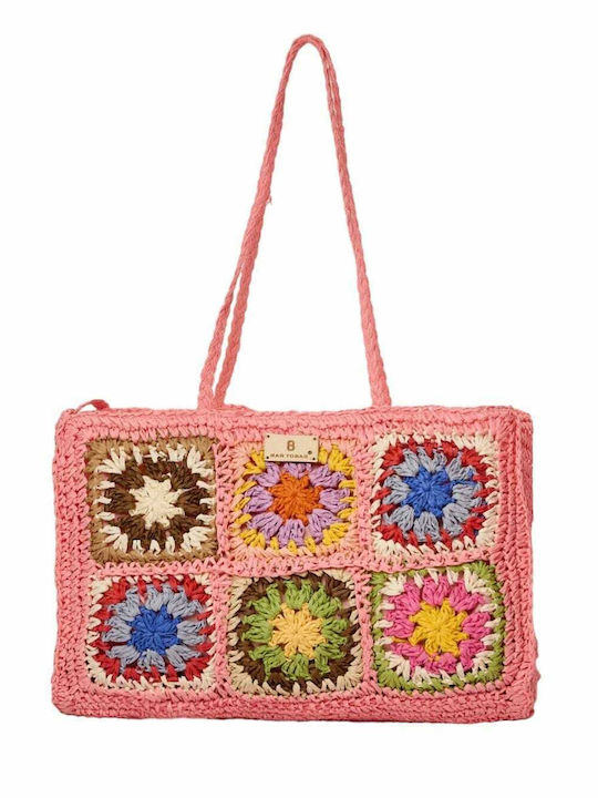 Bag to Bag Сламена Плажна чанта Розов