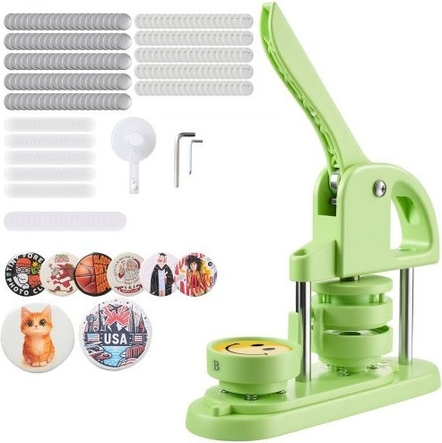 Vevor Button Maker Machine Plastic Pin Maker 58 Mm 100pcs Button Parts Green