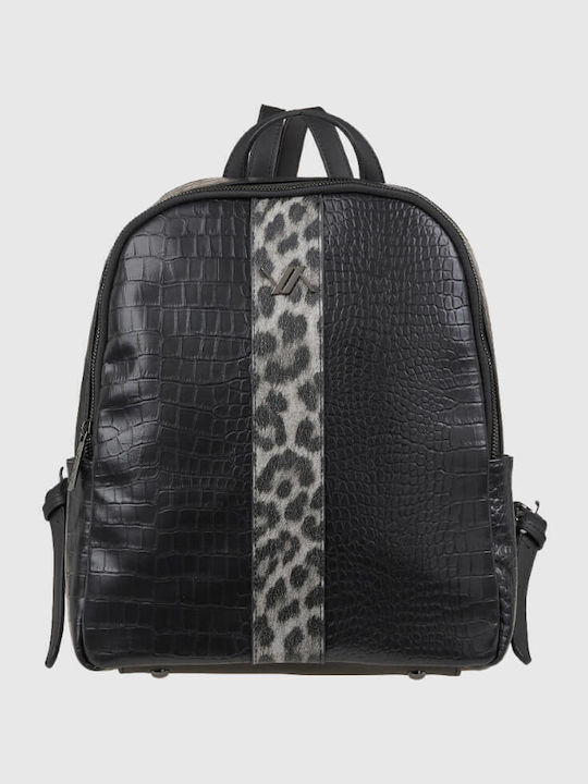 Verde Damentasche Rucksack Krokodilmuster Schwarz