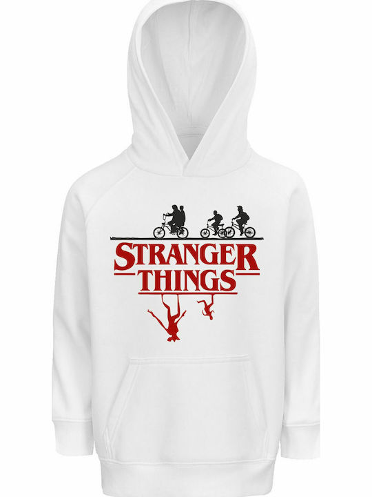 Kids Sweatshirt with Hood and Pockets White Str...