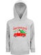 Kids Sweatshirt with Hood and Pockets Grey Melange SantaSaurus Truck Christmas