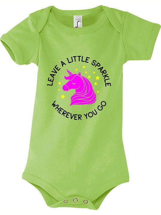 kirikoko Leave A Little Sparkle Wherever You Go Unicorn Mâneca scurta Apple Green