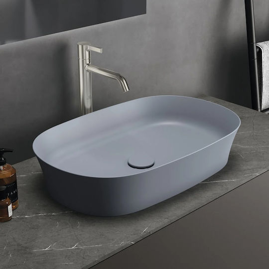 Ideal Standard Ipalyss Επικαθήμενος Νιπτήρας Πορσελάνης 60x38x12cm Μπλε Ματ Powder