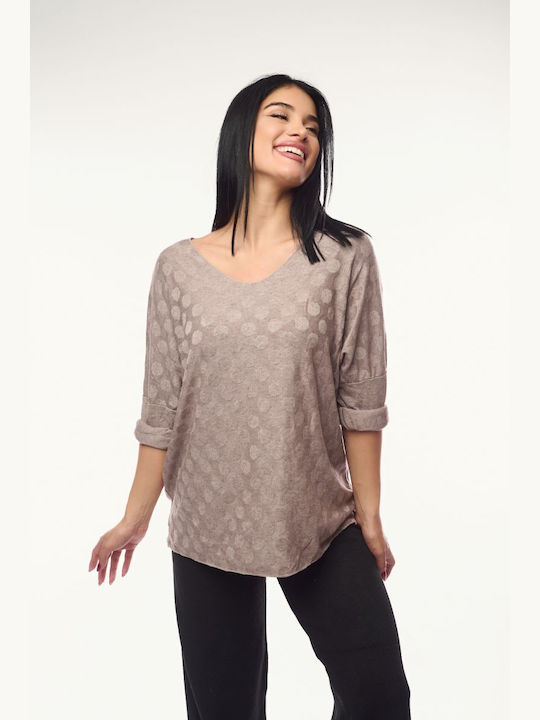 Women's Blouse Polka Dot Gray