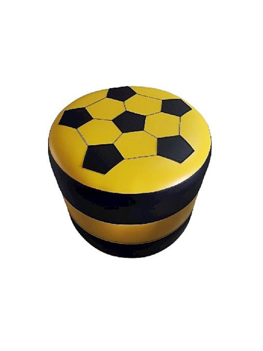 Stool For Living Room Upholstered with Leatherette Yellow-Black 43x43x39cm
