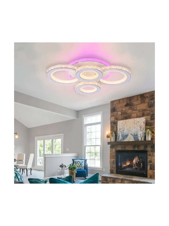 Alista Home Plafonieră de Tavan Albă cu LED Integrat și Cristale și Telecomandă