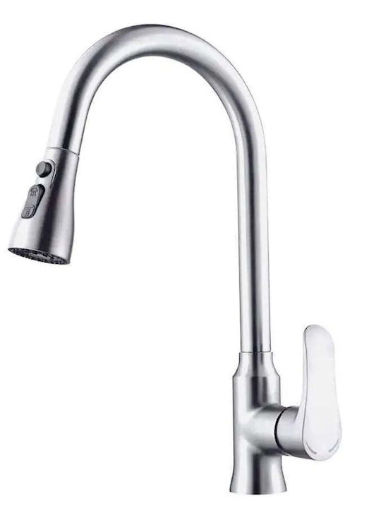 Alista Home Zy1014 Baterie Chiuvetă Bucătărie Bancă Cu Duș Extractibil Argintiu