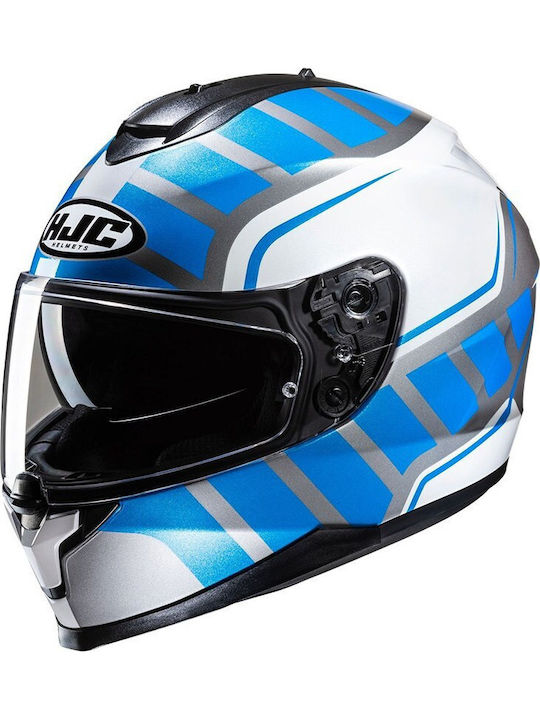 HJC C70N Holt White/Blue Full Face Motorcycle H...