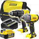Stanley V20 Kit Set Drill Driver & Impact Driver Brushless 18V with 1 Battery 4Ah and Case