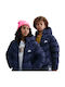 Puffer Kinder Sport Jacke mit Kapuze Blau