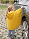 Waterproof Kids Coat Long Windproof with Lining Hood Yellow