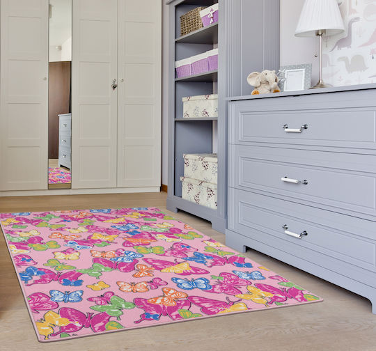 Kids Rug Playroom Butterflies Pink 160x240