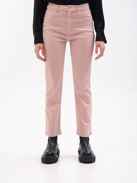 High Waist Women's Jean Trousers in Bootcut Fit Pink