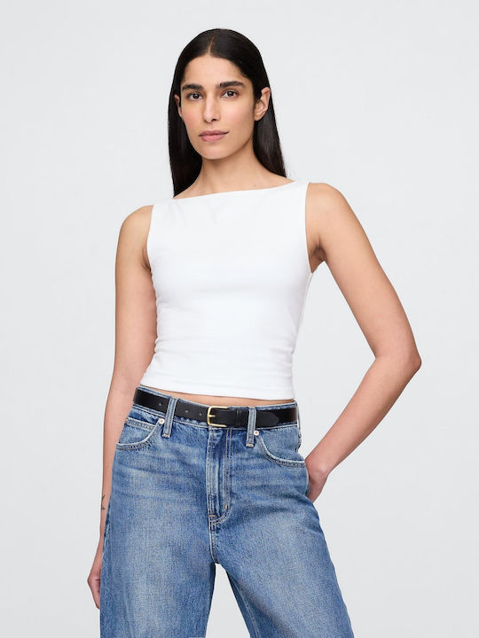 GAP Women's Crop Top Cotton Sleeveless Fresh White