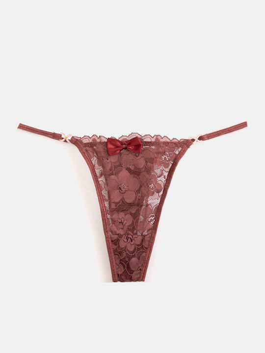 Damen-Slips Zeichenfolge Spitze Burgundisch