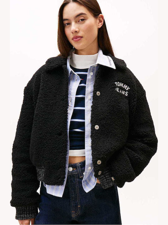 Tommy Hilfiger Κοντό Γυναικείο Bomber Jacket Μαύρο
