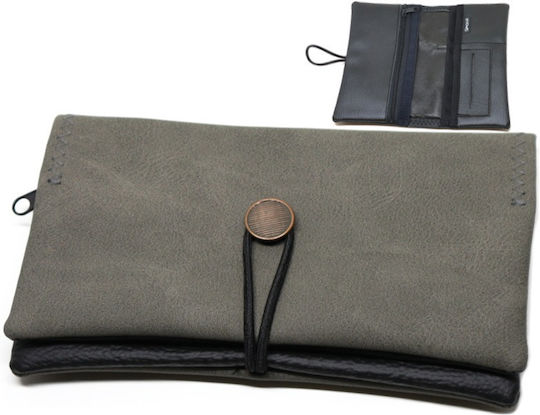 Simona Simona Tobacco Pouch Made of Gray Artificial Leather with Button Closure