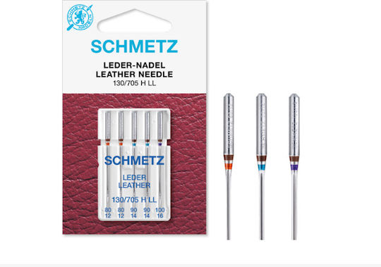 Set Combinat Schmetz cu 5 Ace pentru Piele Sistem de Ace pentru Mașină de Cusut 130/705 H