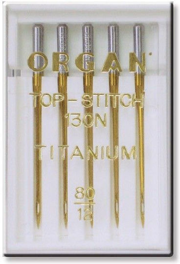 5 Organ Top Stitch Titanium Needles Quilting Patchworking Embroidery Needle Fineness 80