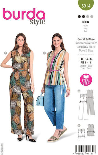 Jumpsuit & Top Pattern 2 Versions Multi-size 34-44 Burda Style 5914