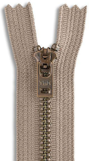 YKK Reißverschluss Braun aus Metall 60cm.