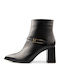Leather Women's Ankle Boots with Medium Heel Black