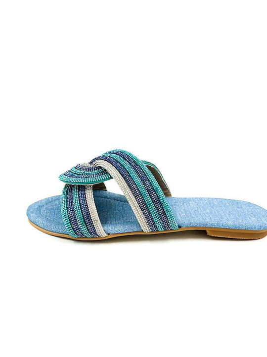 Flache Sandalen für Damen in Blau Farbe