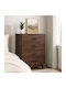 Wooden Chest of Drawers with 4 Drawers Walnut Color 60x40x93cm