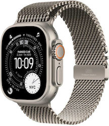 Apple Watch Ultra 3 Smartwatch Diametru Carcasa 49mm Culoare Natural Titaniu Cu Curea Milanese Din Titaniu Natural