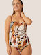 Naturana Women's One Piece Tiger Swimsuit Adjustable Straps 73423 Multicolor Beachwear Swimsuit
