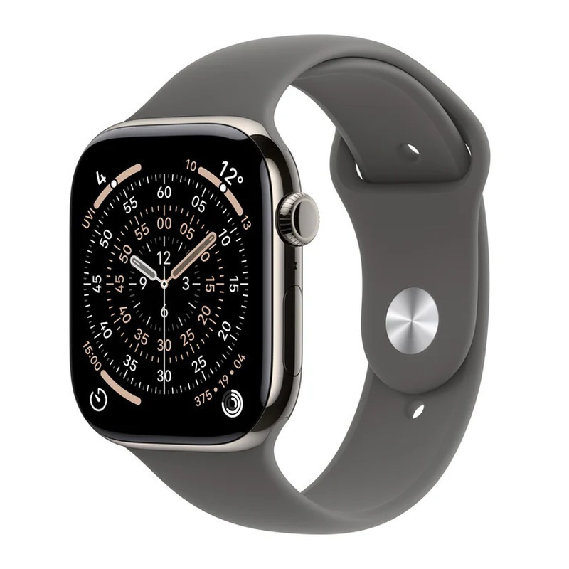 Apple Watch Series 11 Cellular Titanium 42mm Αδιάβροχο με eSIM και Παλμογράφο (Natural Titanium Case with Stone Grey Sport Band - S/M)